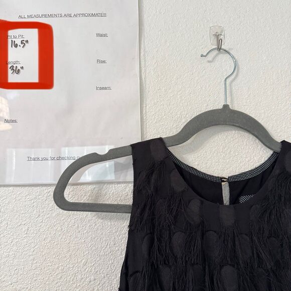 Anthropologie Roxie Fringe Polka Dot Mini Dress Sz‎ 4 Black Dance Cocktail Chic - Picture 8 of 8